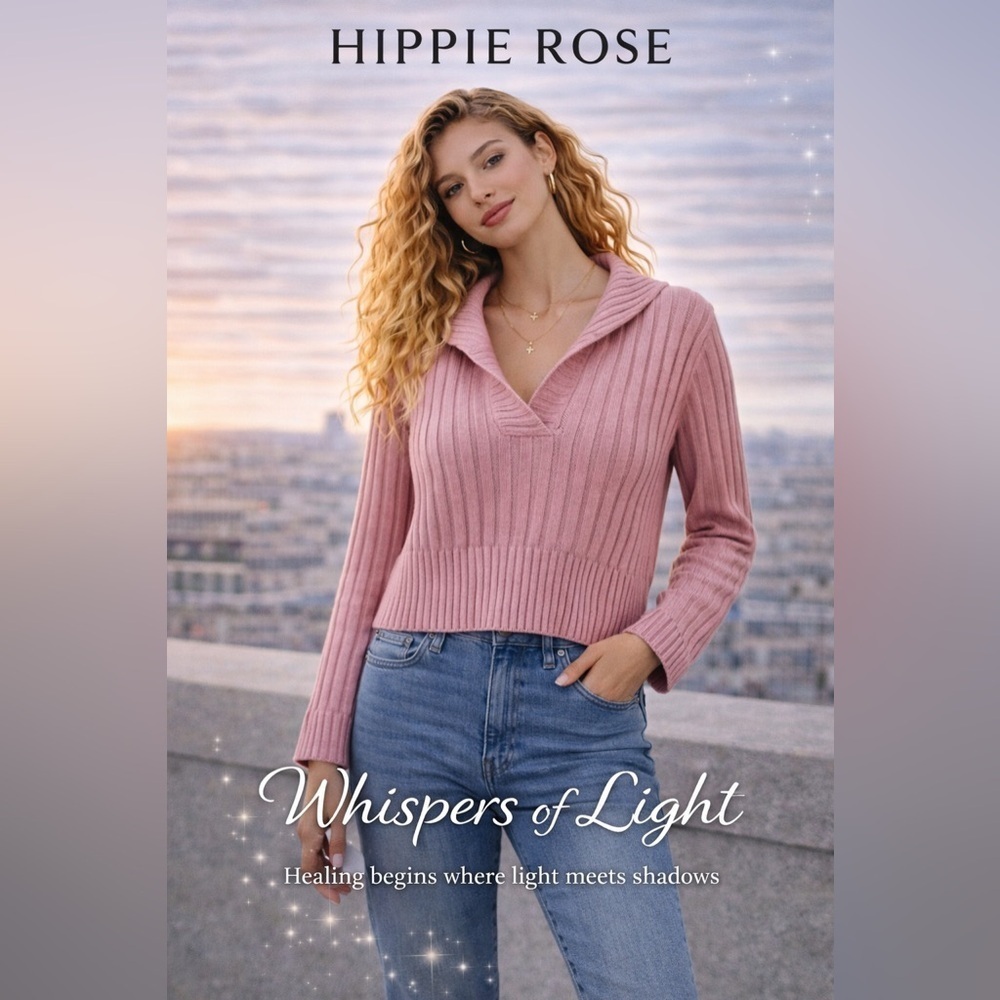 NWT XS Hippie Rose Ribbed Collared Sweater – Pink Knit Pullover NWT - Picture 10 of 13